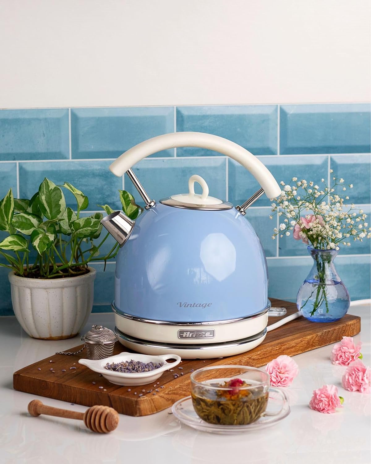 Ariete 2877 Vintage Electric Kettle 1.7L Stainless Steel Kettle Auto Shut-Off